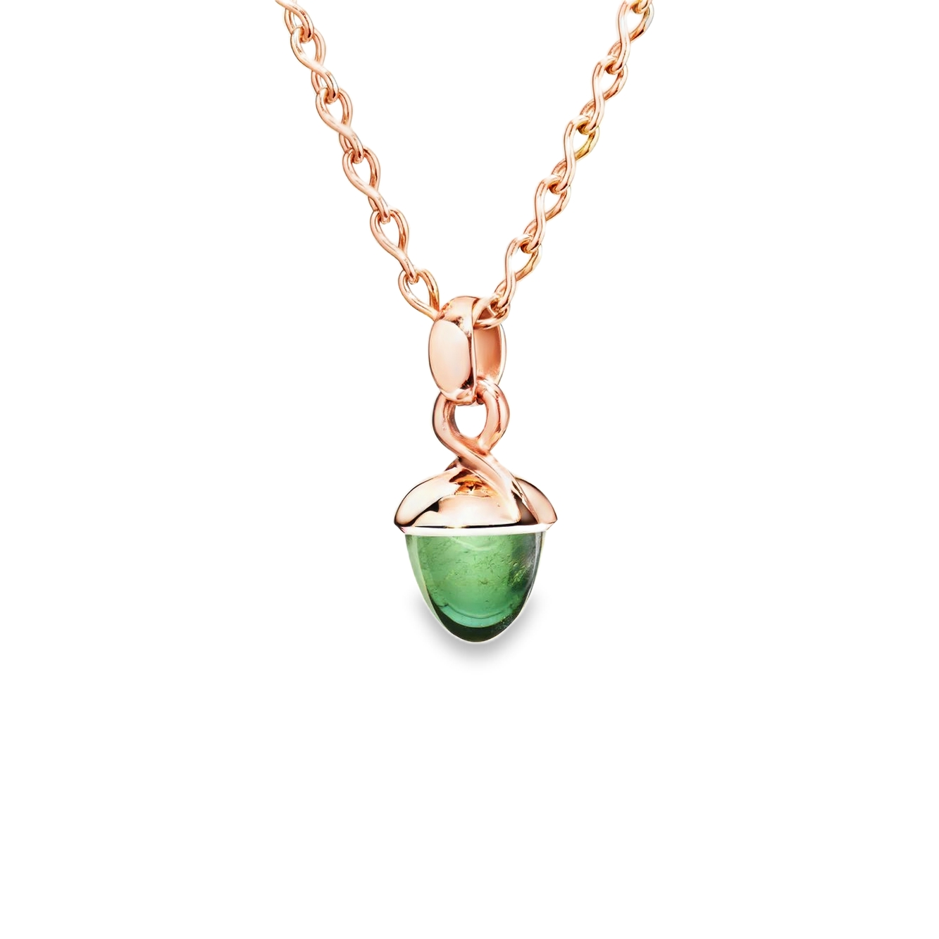 Tamara Comolli 18K Rose Gold Mikado Green Tourmaline Acorn Pendant itemprop=