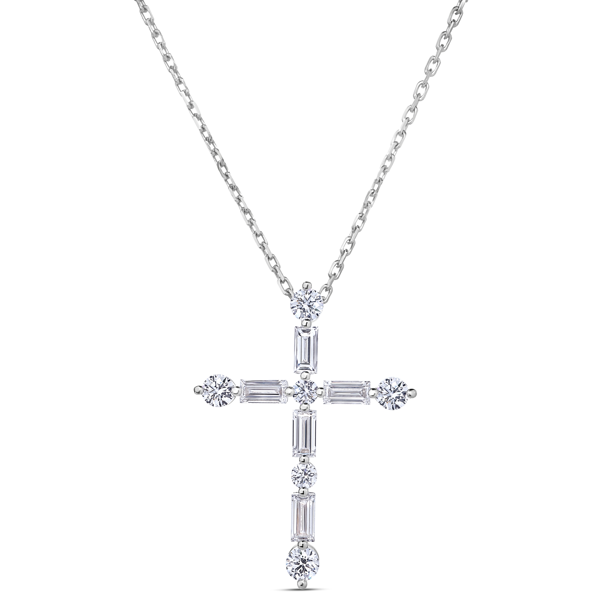 Roberto Coin 18K White Gold Princess Large Diamond Cross Necklace
