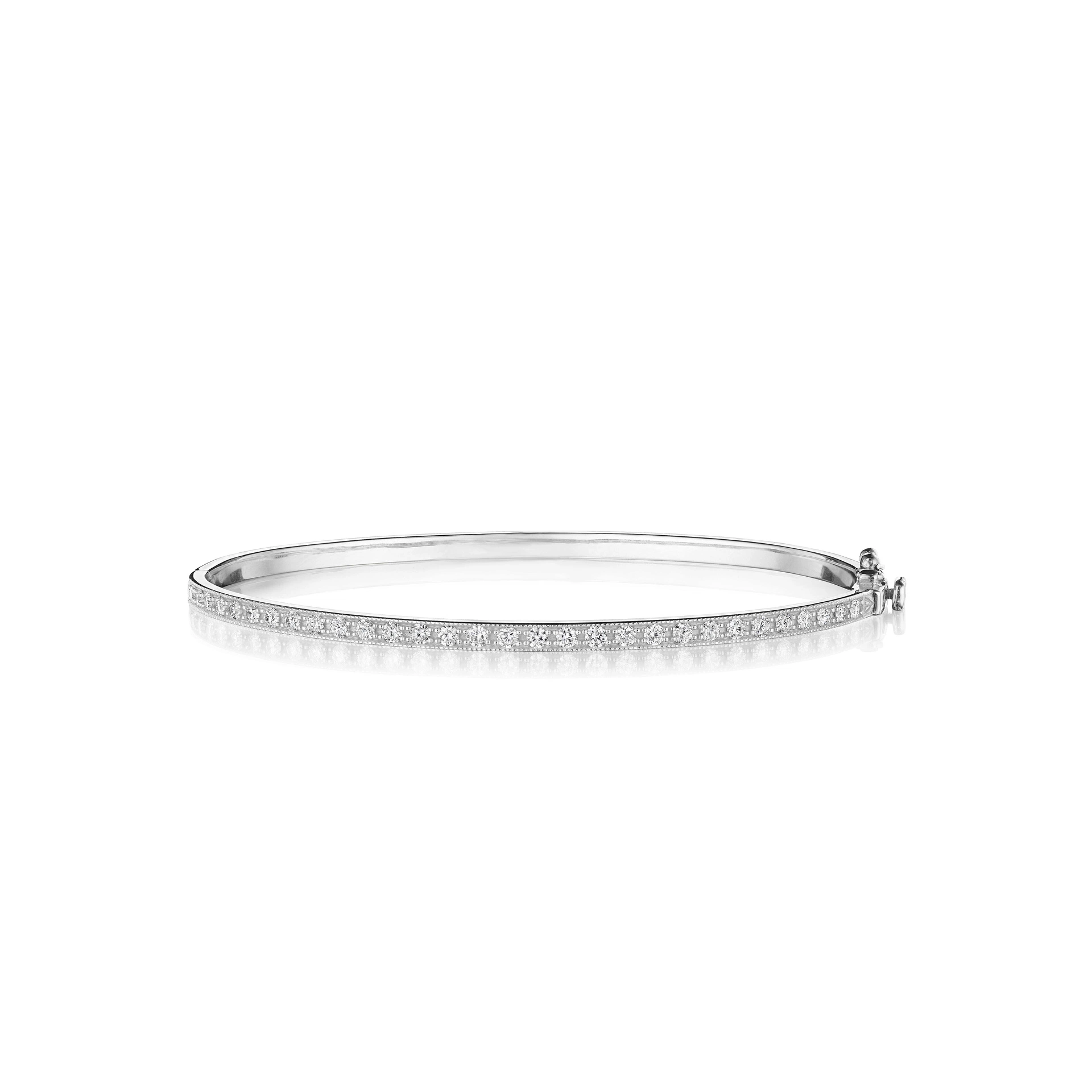 Penny Preville 18K White Gold Petite Penny Diamond Bangle Bracelet