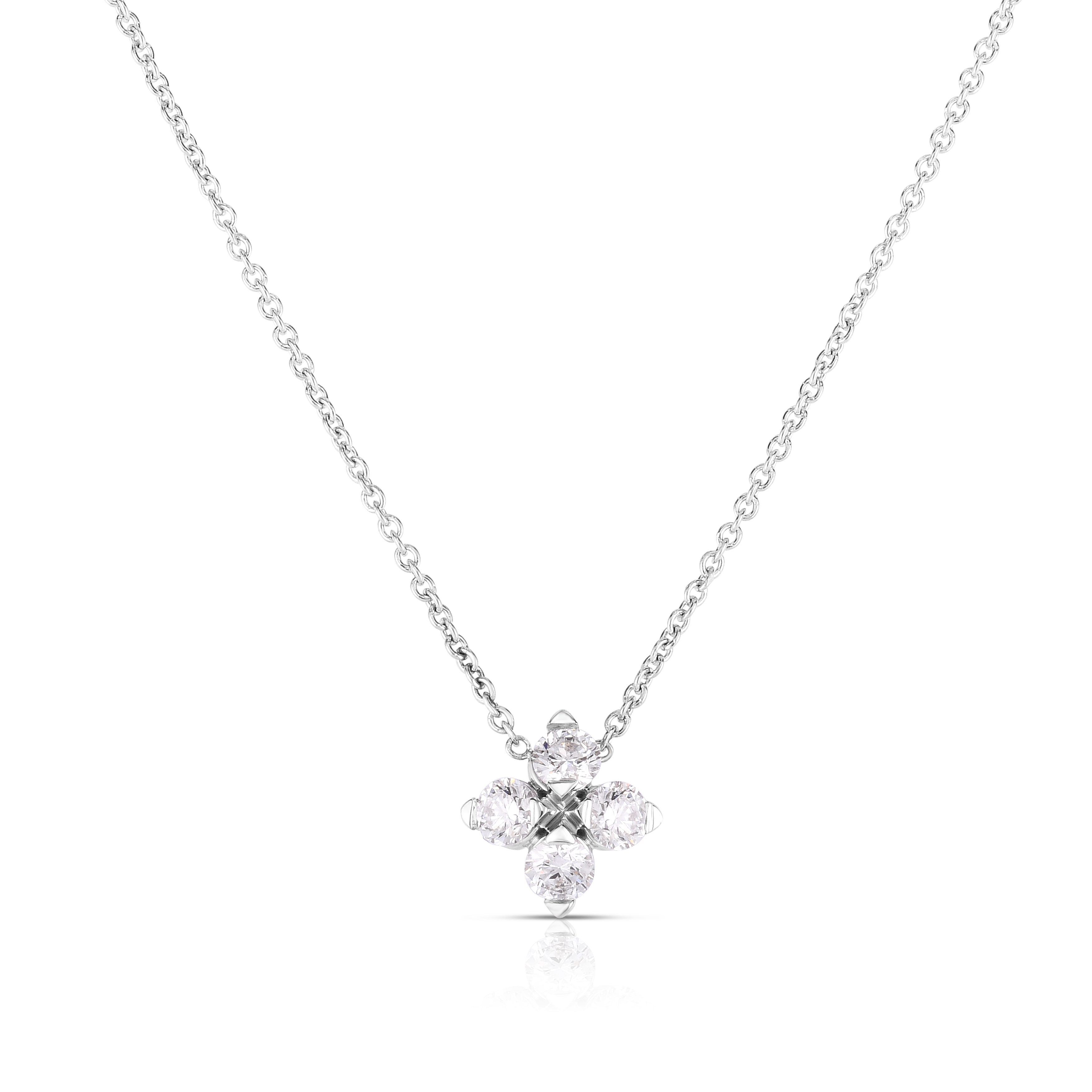 Roberto Coin 18K White Gold Love In Verona Small Flower Diamond Necklace