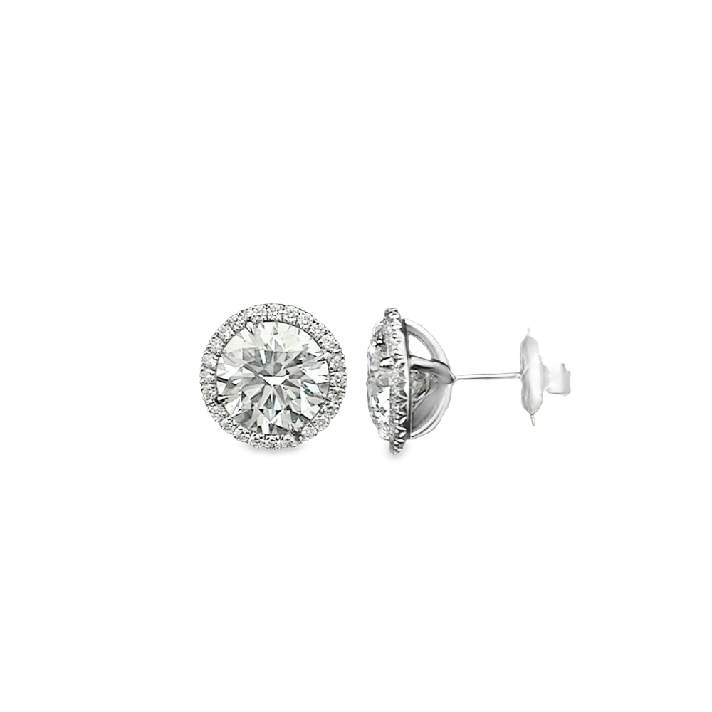Rahaminov 18K White Gold Diamond Stud Earrings with Halos - STM-1302
