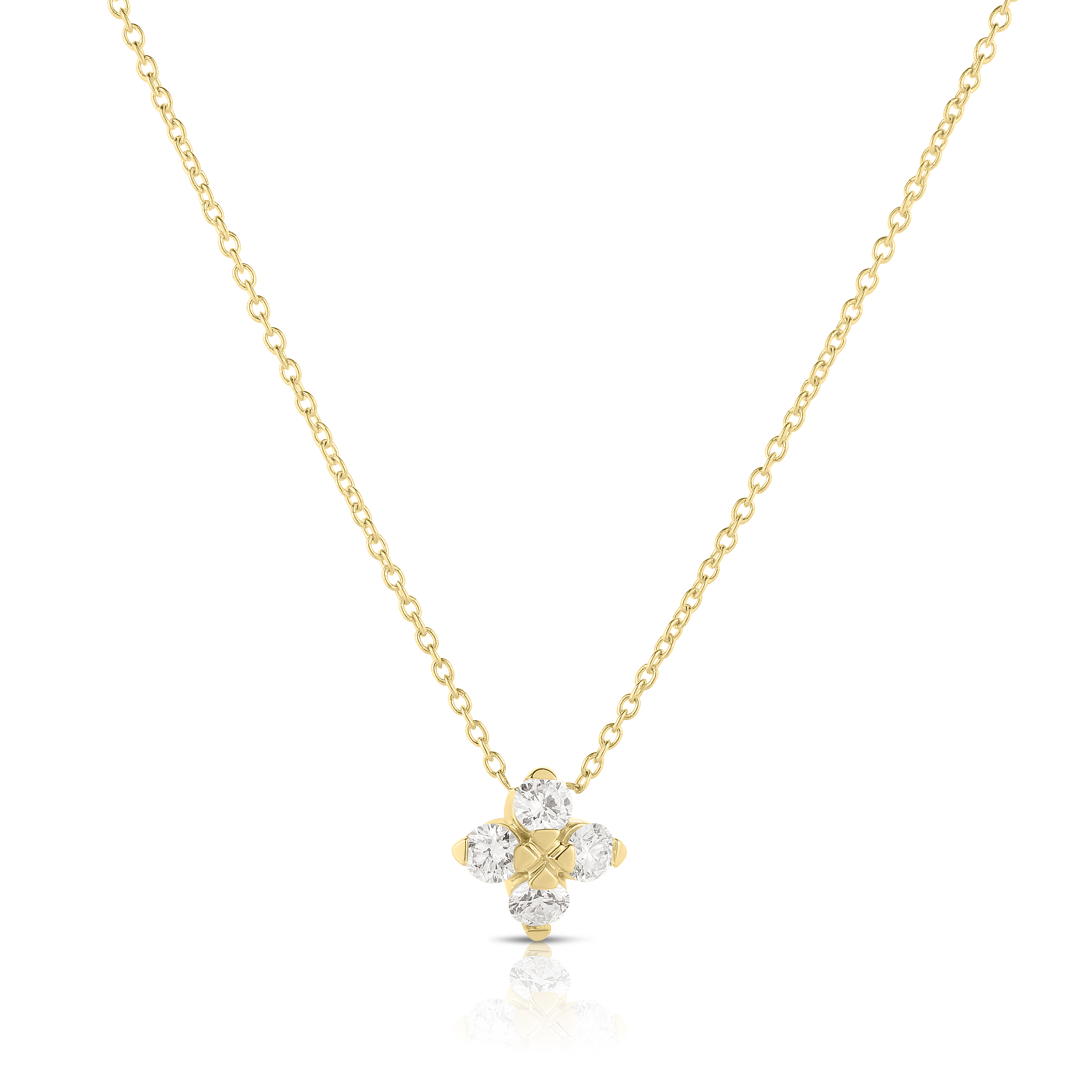 Roberto Coin 18K Yellow Gold Love In Verona Small Flower Diamond Necklace