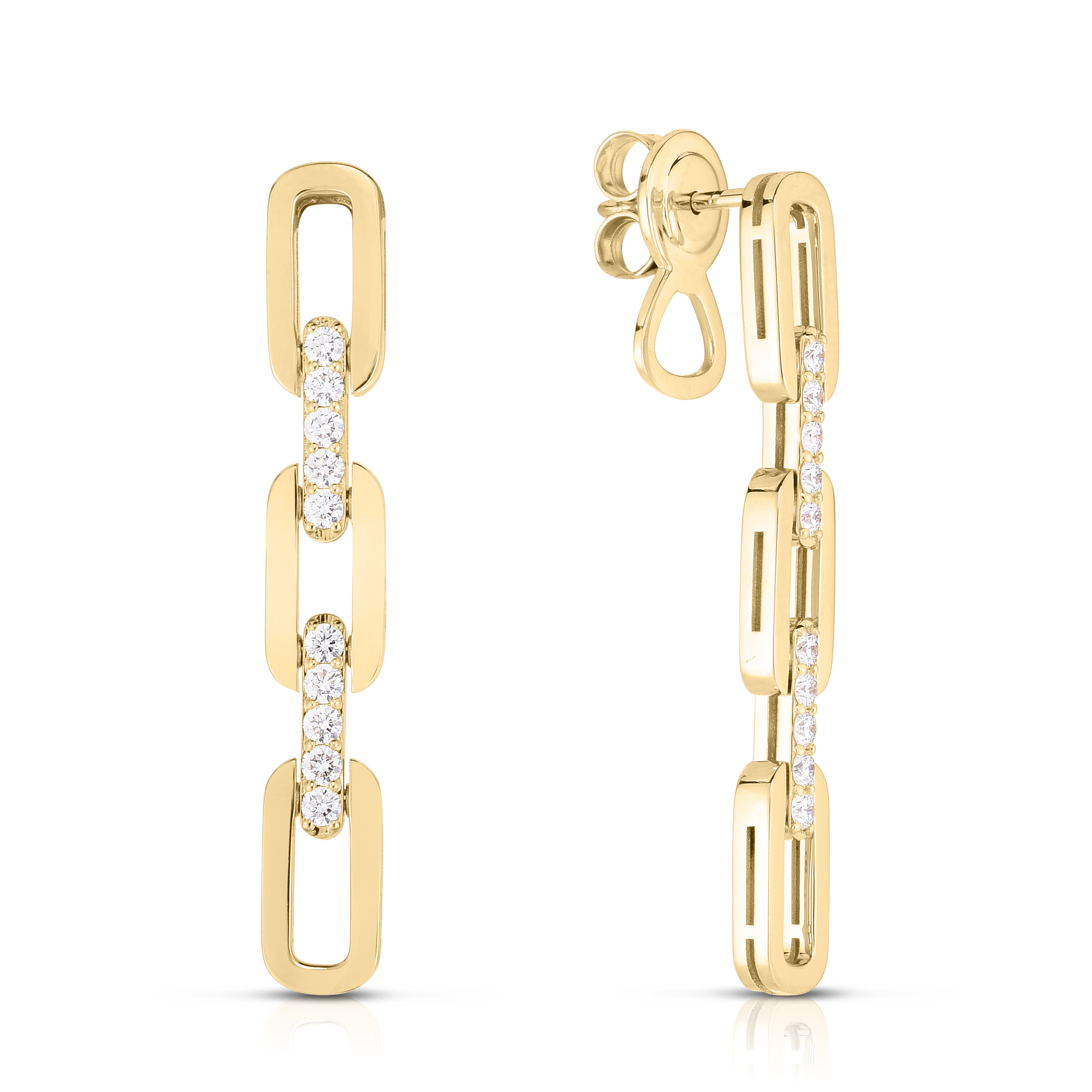 Roberto Coin 18K Yellow Gold Navarra Diamond Dangle Link Earrings