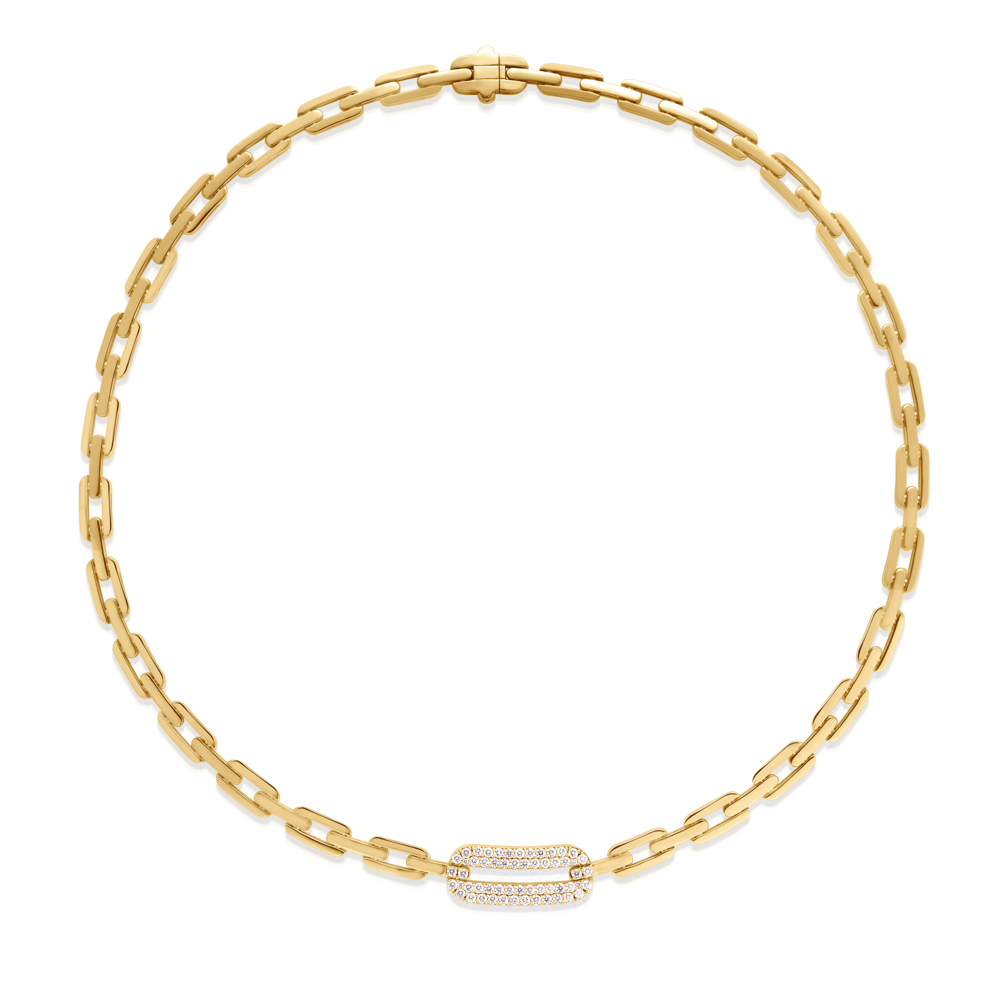 Roberto Coin 18K Yellow Gold Navarra Single Large Pave Diamond Link Necklace - 8883495AY16X