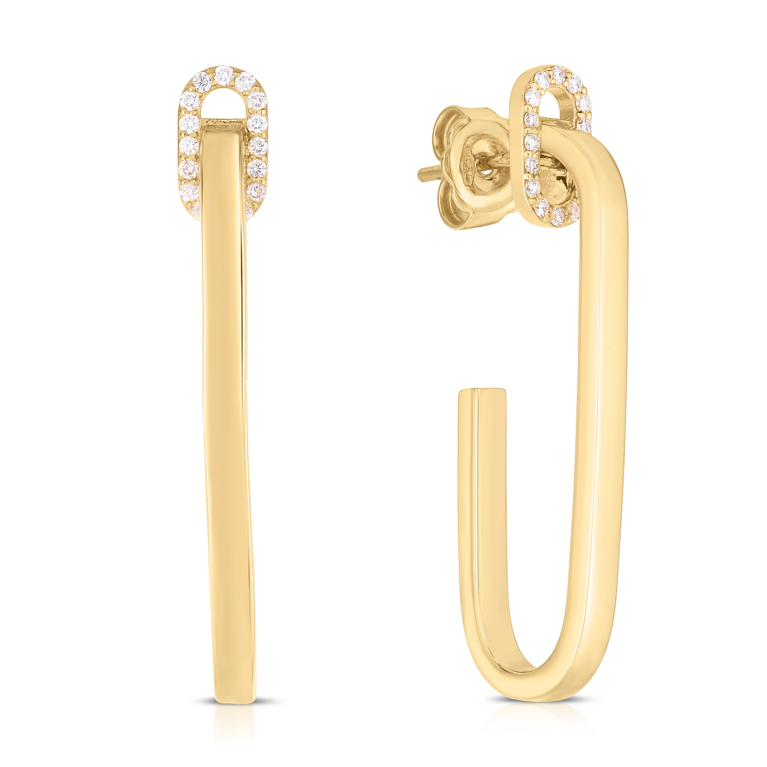 Roberto Coin 18K Yellow Gold Navarra Diamond Single Link Drop Earrings