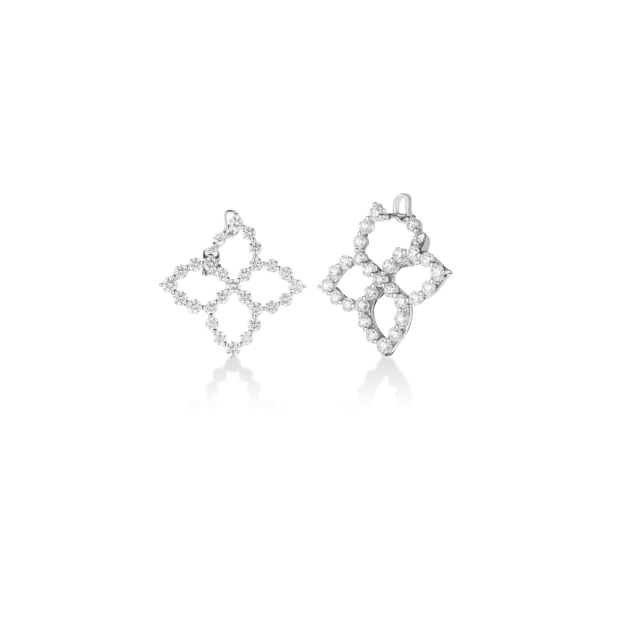 Roberto Coin 18K White Gold Diamond Princess Flower Outline Earrings