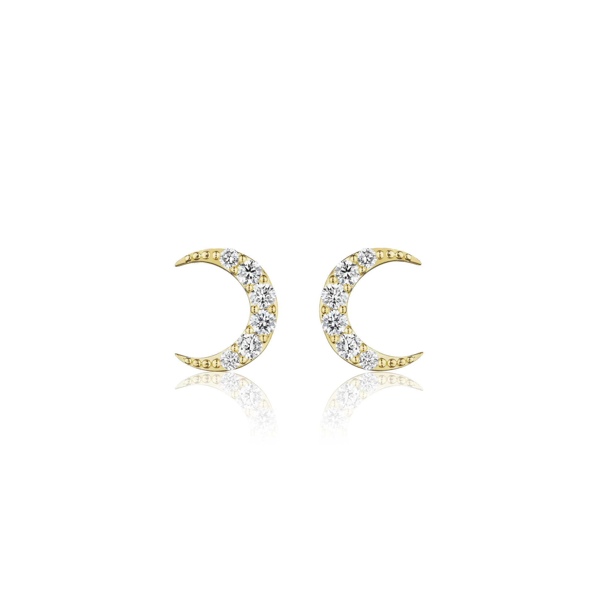 Penny Preville 18K Yellow Gold Petite Penny Crescent Moon Diamond Earrings