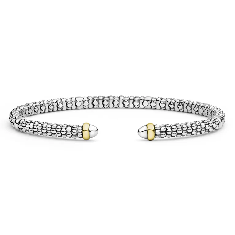 LAGOS Sterling Silver and 14K Yellow Gold Signature Caviar Mini Versa Torque Bracelet