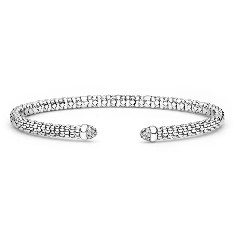 LAGOS Sterling Silver Signature Caviar Diamond Mini Versa Torque Bracelet