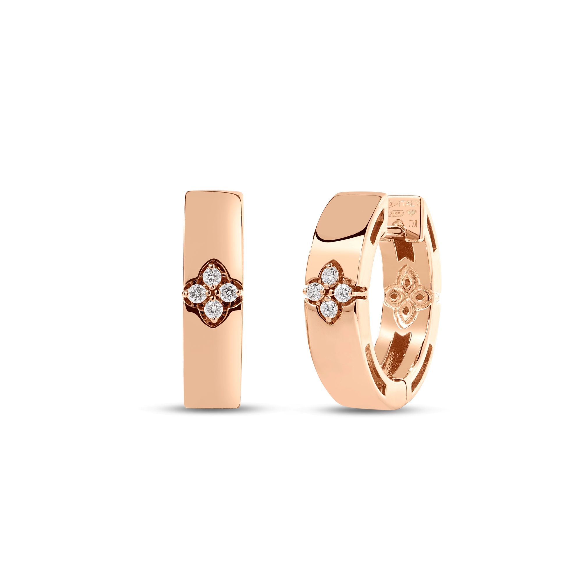 Roberto Coin 18K Rose Gold Love in Verona Diamond Hoop Earrings
