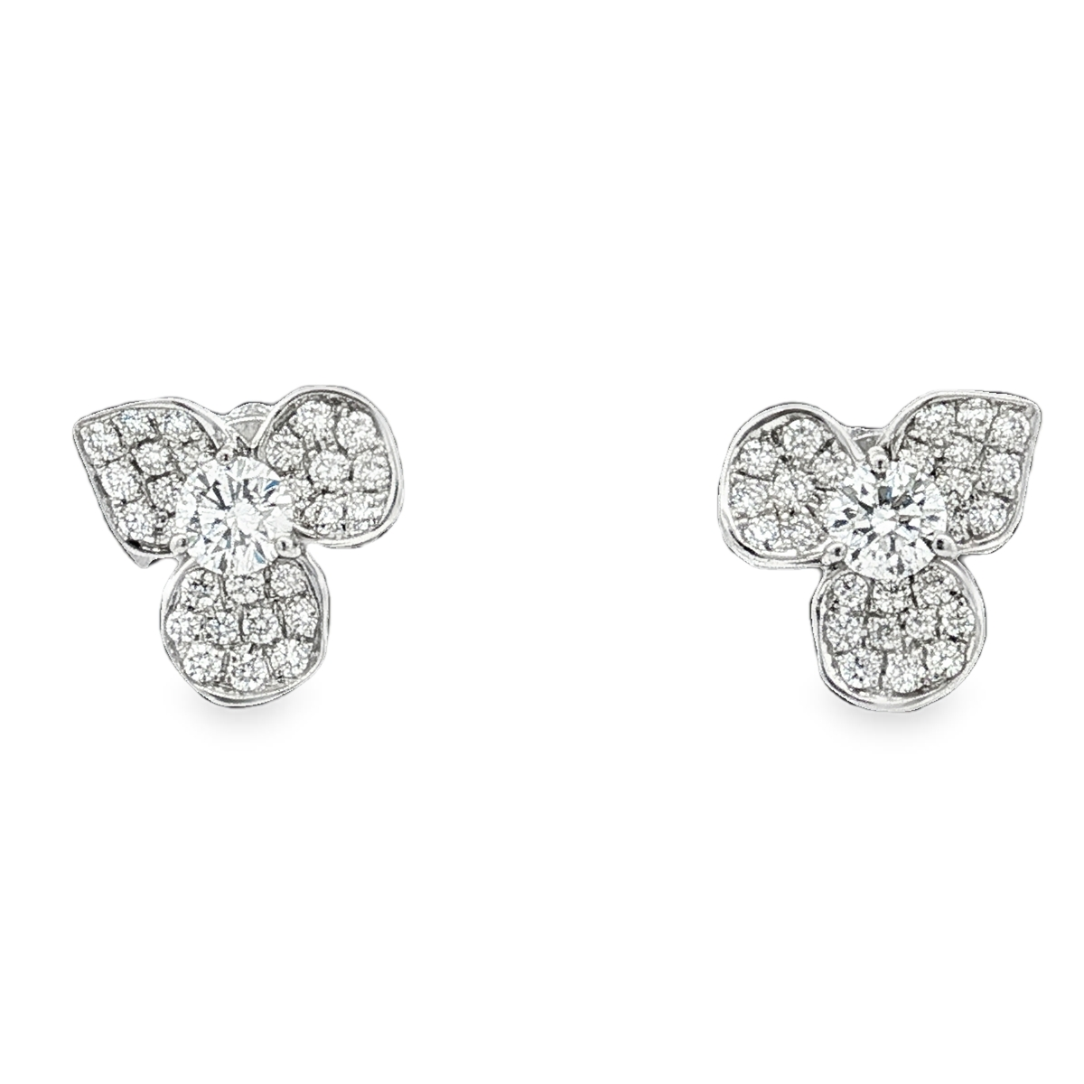 Kwiat 18K White Gold Diamond Flower Stud Earrings