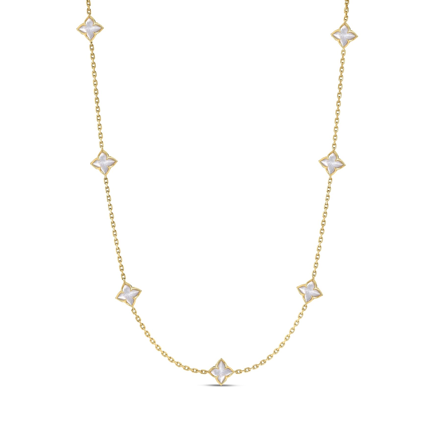 Roberto Coin 18K Yellow Gold Venetian Princess Mother of Pearl Flower Station Necklace