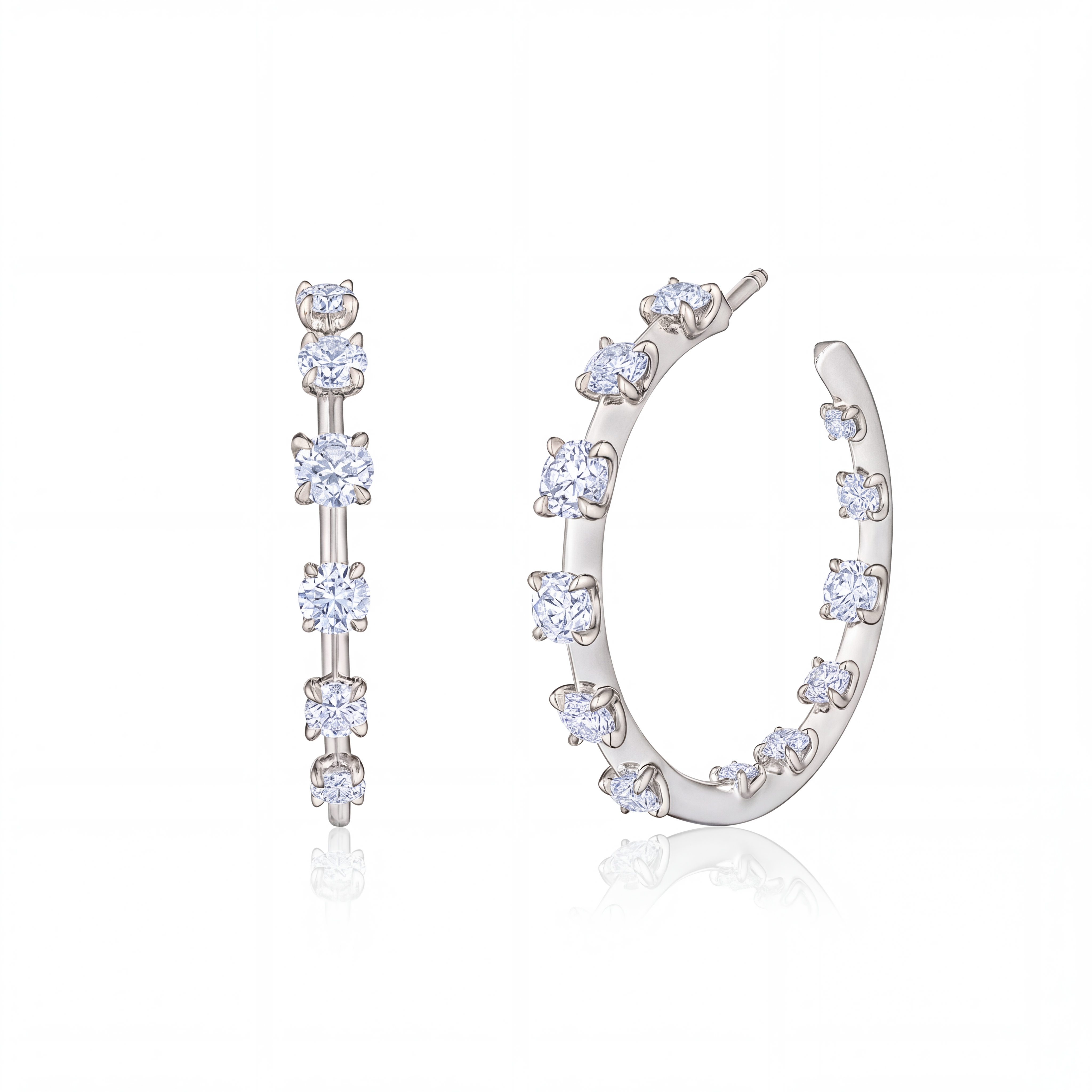 Kwiat 18K White Gold Starry Night Diamond Hoop Earrings