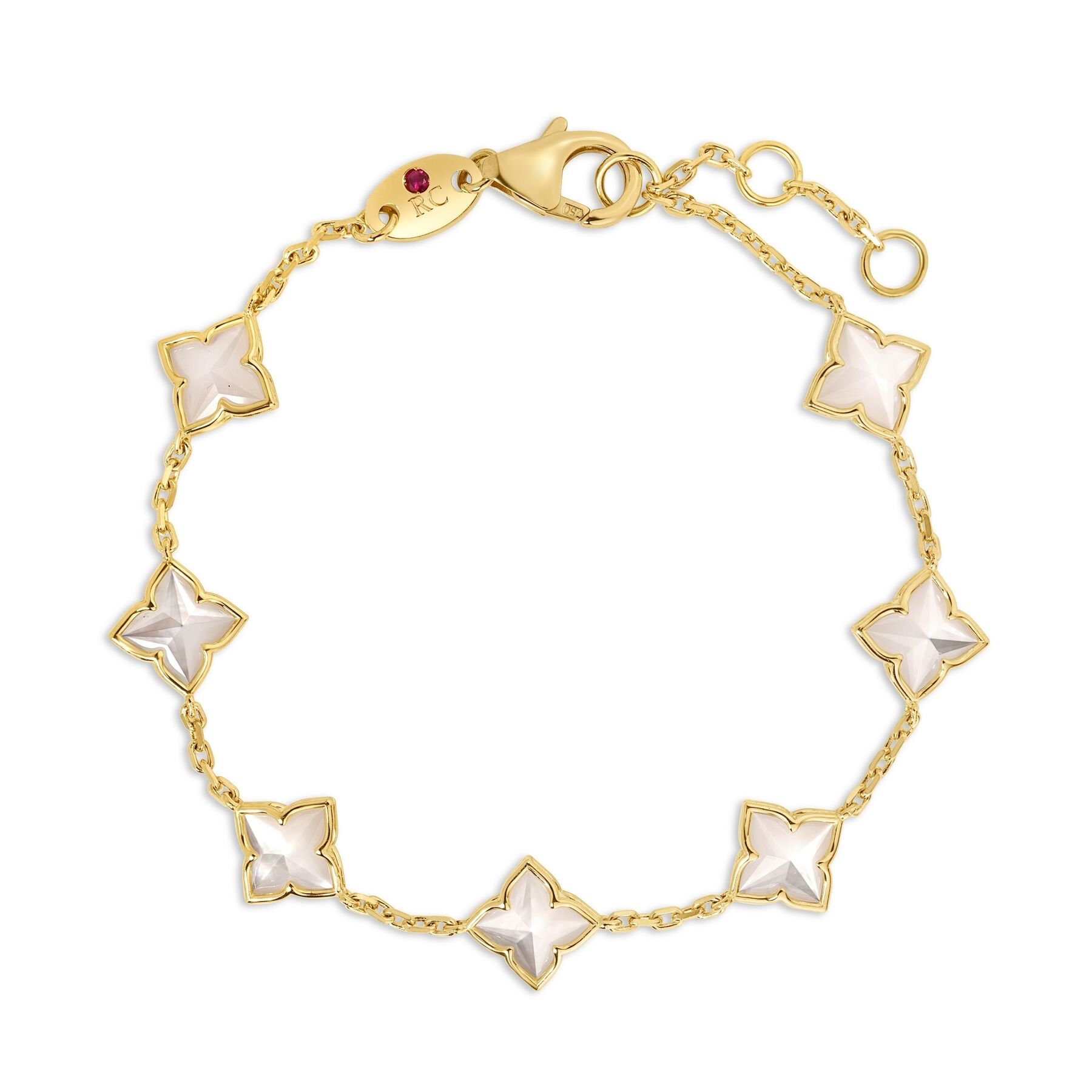 Roberto Coin 18K Yellow Gold Venetian Princess Mother of Pearl Flower Station Bracelet