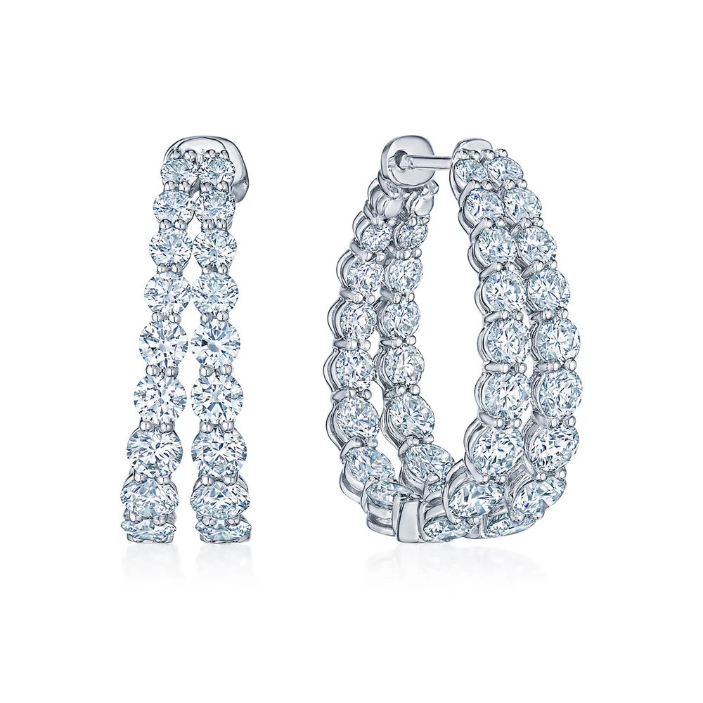 Kwiat 18K White Gold Lyric Diamond Double Hoop Earrings - E-2817-0-DIA-18KW