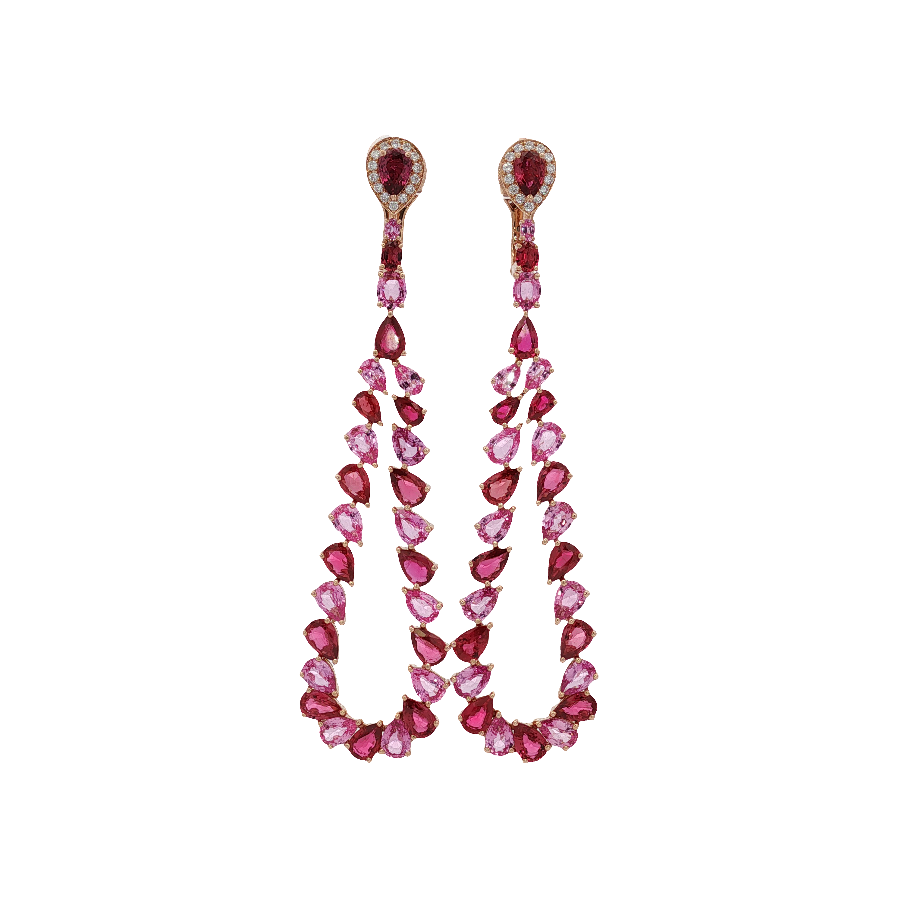 18R 9.86TW RUBY 9.08TW PINK SAPPHIRE 0.44TW DF VS EARRINGS - 55349