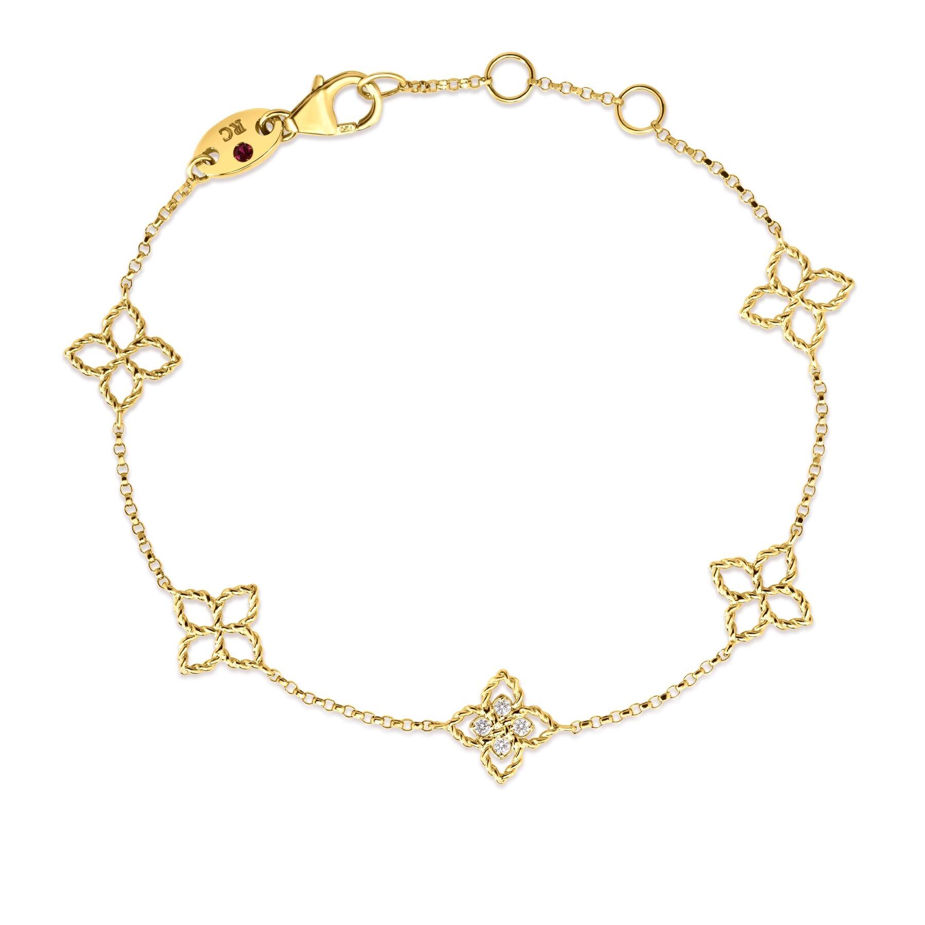 Roberto Coin 18K Yellow Gold Princess Flower Diamond Bracelet