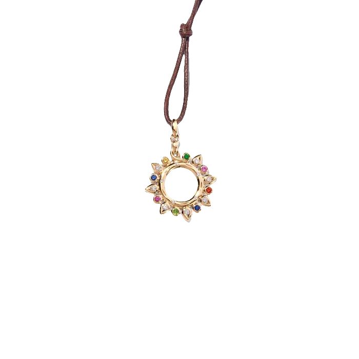 Tamara Comolli 18K Yellow Gold Signature Multicolor Small Sun Pendant
