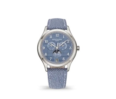 PATEK PHILIPPE COMPLICATIONS ANNUAL CALENDAR MOON PHASE BLUE-GRAY SHANTUNG - 4946G-001