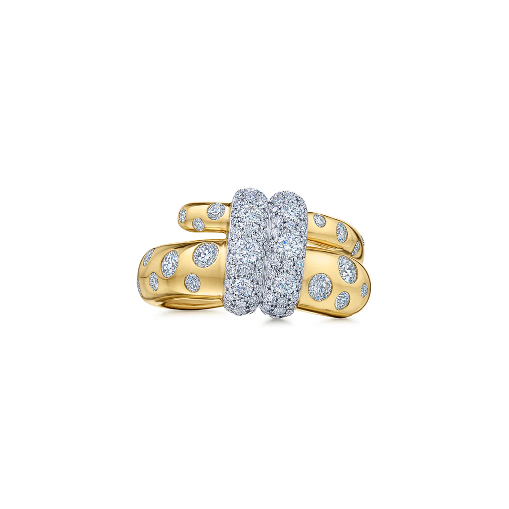 Kwiat 18K Yellow and White Gold Cobblestone Diamond Large Buckle Ring