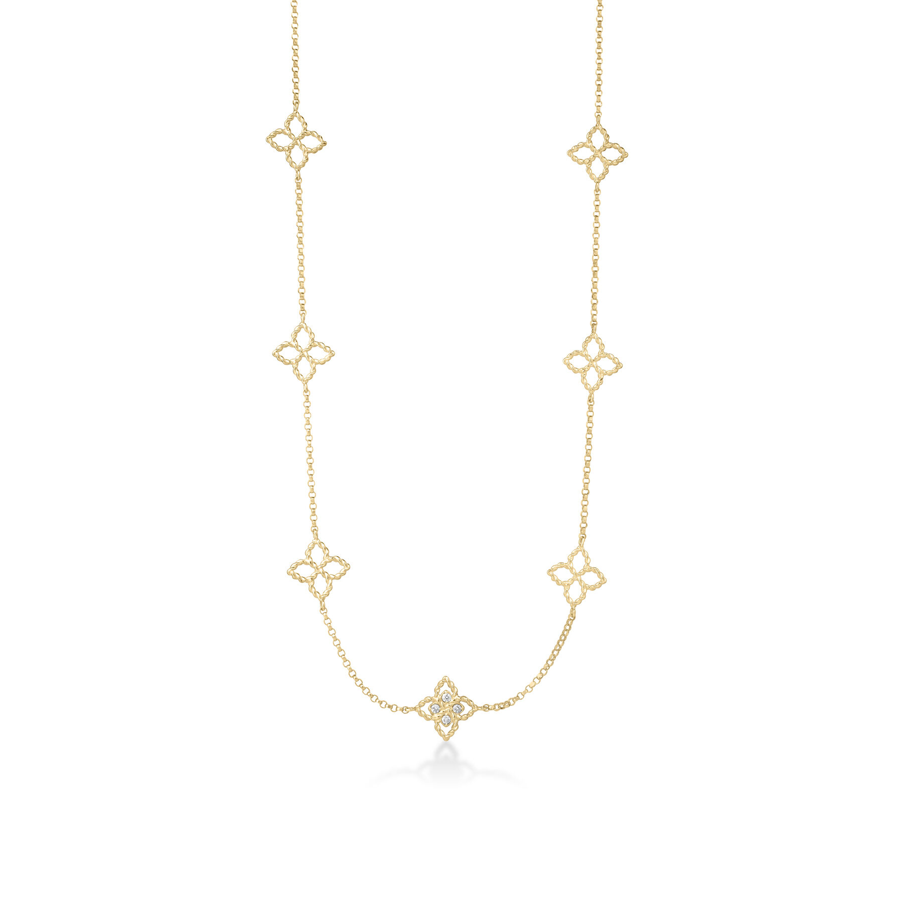 Roberto Coin 18K Yellow Gold Pincess Flower Station Necklace