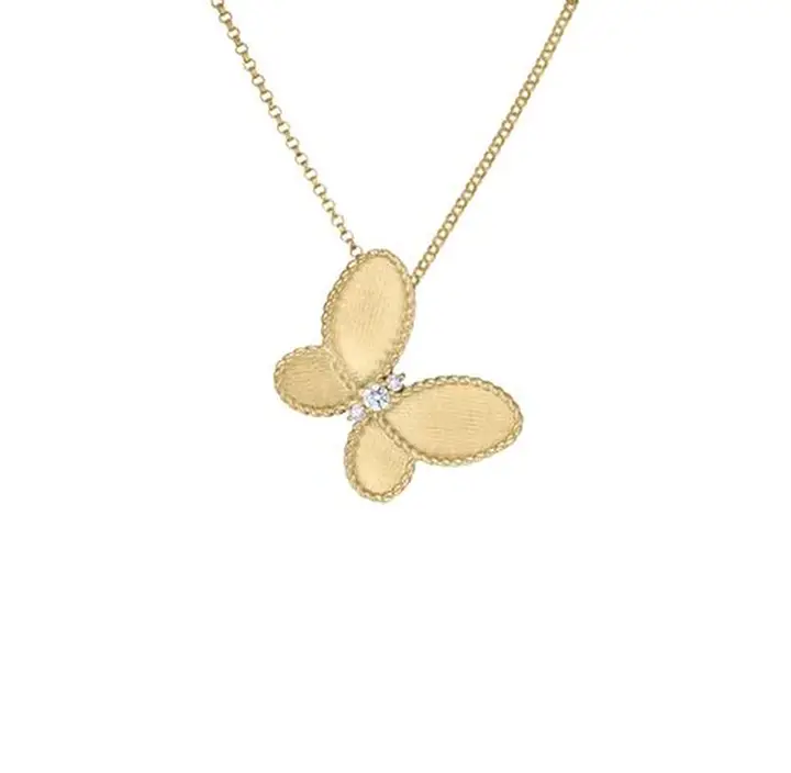 Roberto Coin 18K Yellow Gold Jasmine Small Diamond Butterfly Necklace