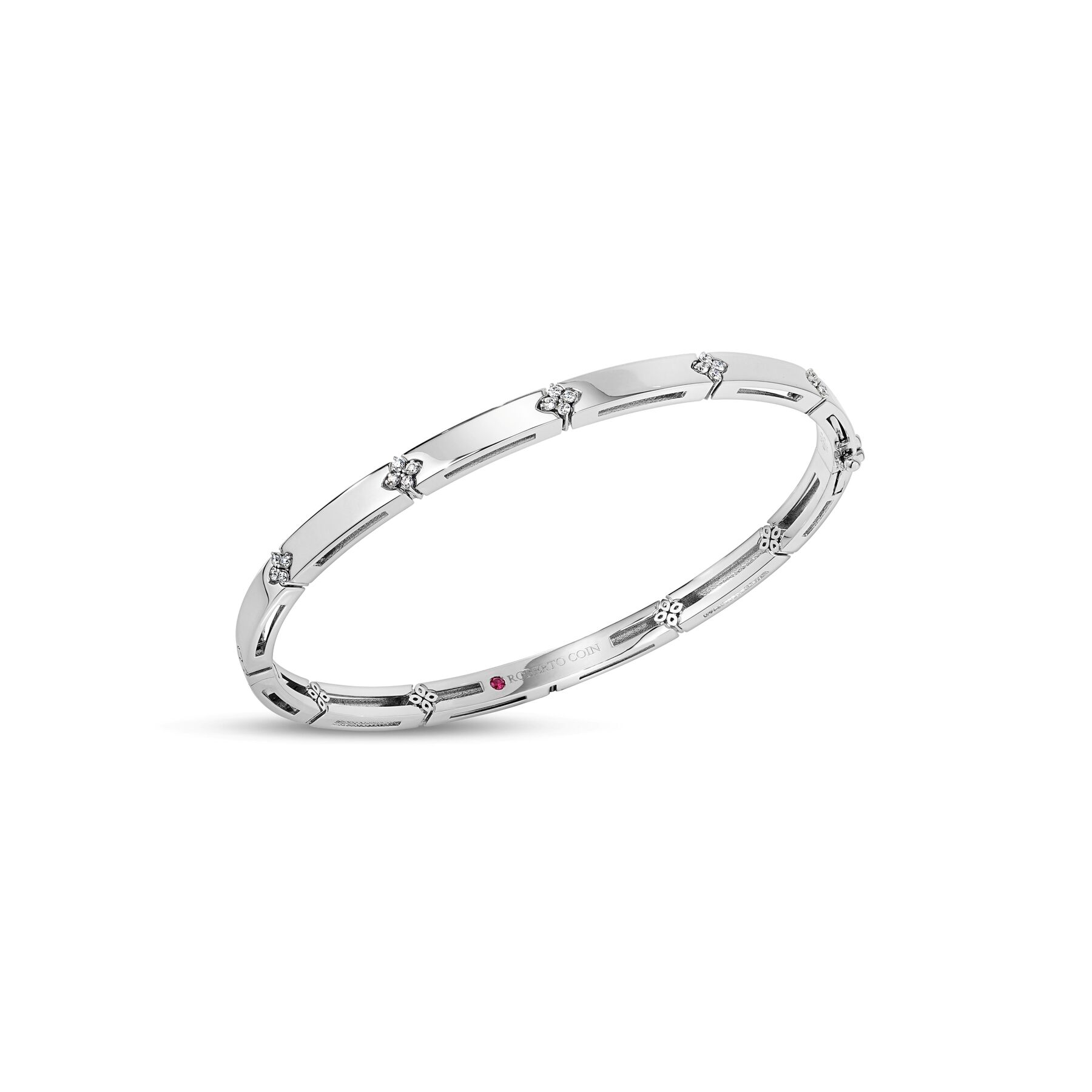 Roberto Coin 18K White Gold Love in Verona Narrow Diamond Bangle Bracelet