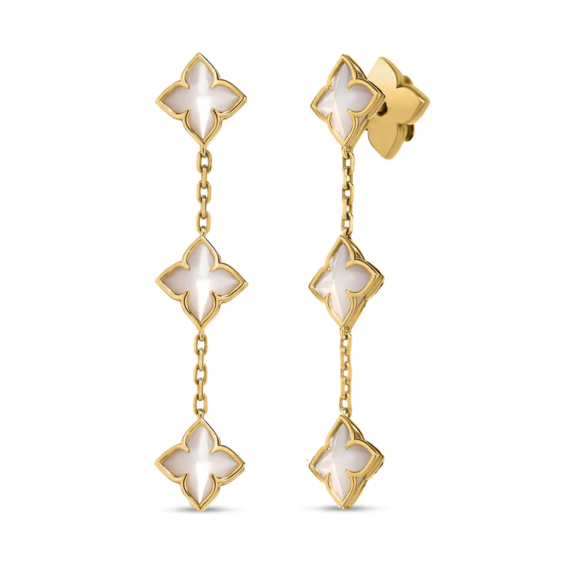 Roberto Coin 18K Yellow Gold Venetian Princess Carnival Mother of Pearl Flower Dangle Earrings