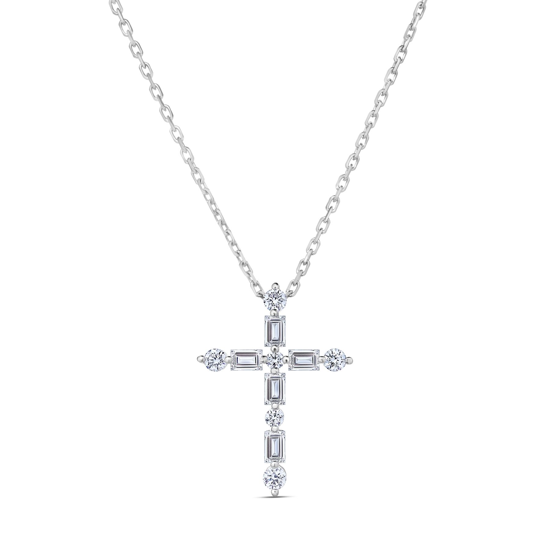 Roberto Coin 18K White Gold Diamond Princess Cross Necklace
