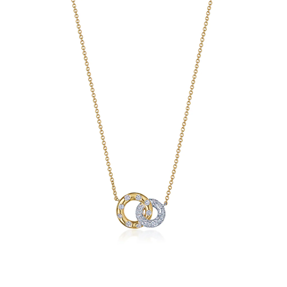 Kwiat 18K Yellow and White Gold Cobblestone Diamond Interlocking Pendant Necklace