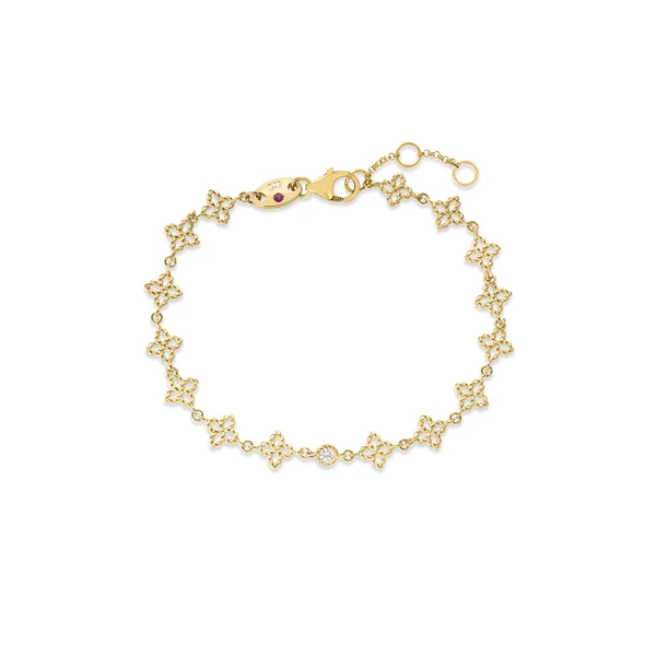 Roberto Coin 18K Yellow Gold Princess Flower Diamond Link Bracelet
