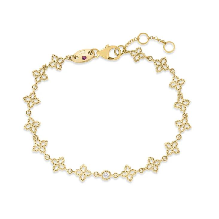 Roberto Coin 18K Yellow Gold Princess Flower Diamond Link Bracelet