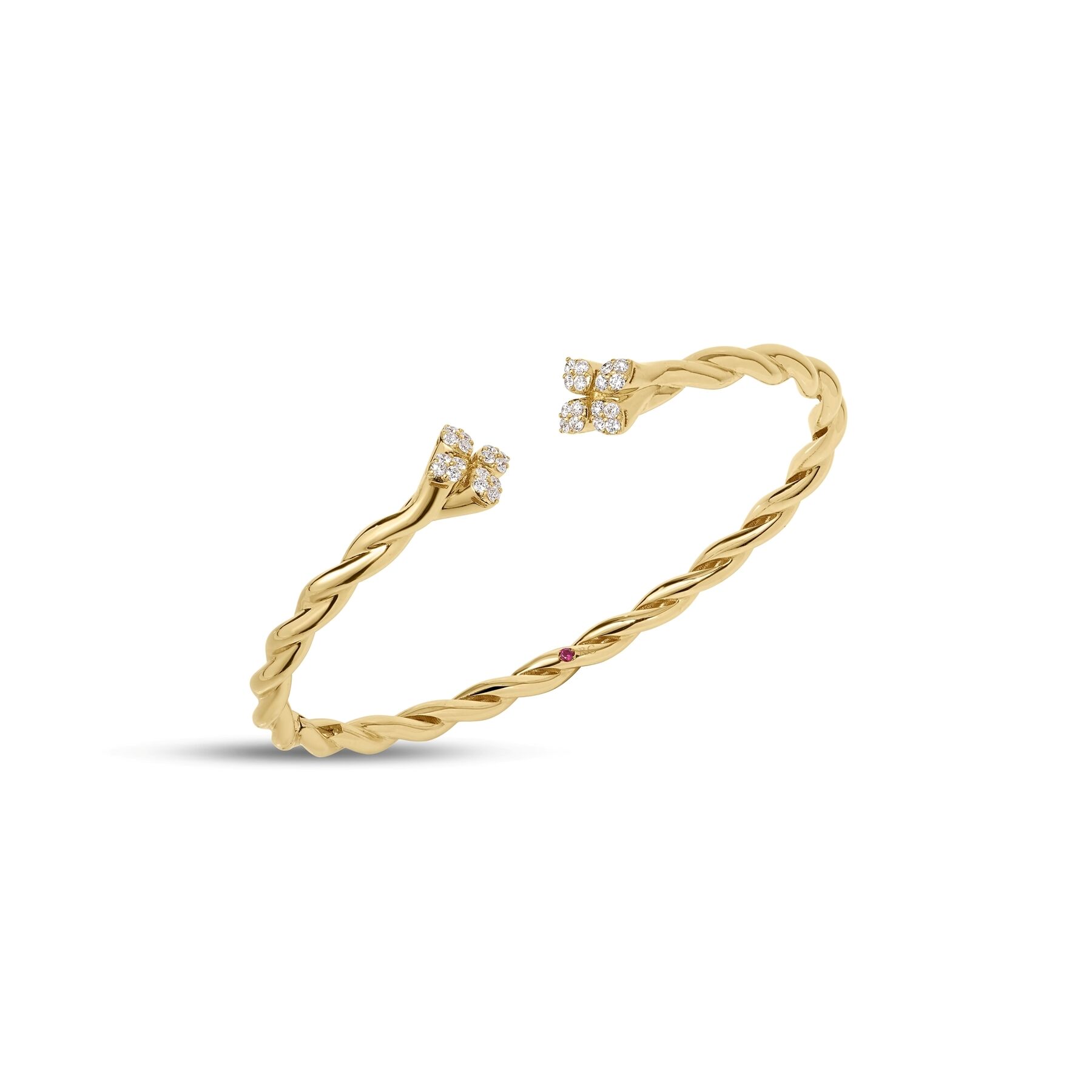 Roberto Coin 18K Yellow Gold Love In Verona Twist Diamond Bangle Bracelet