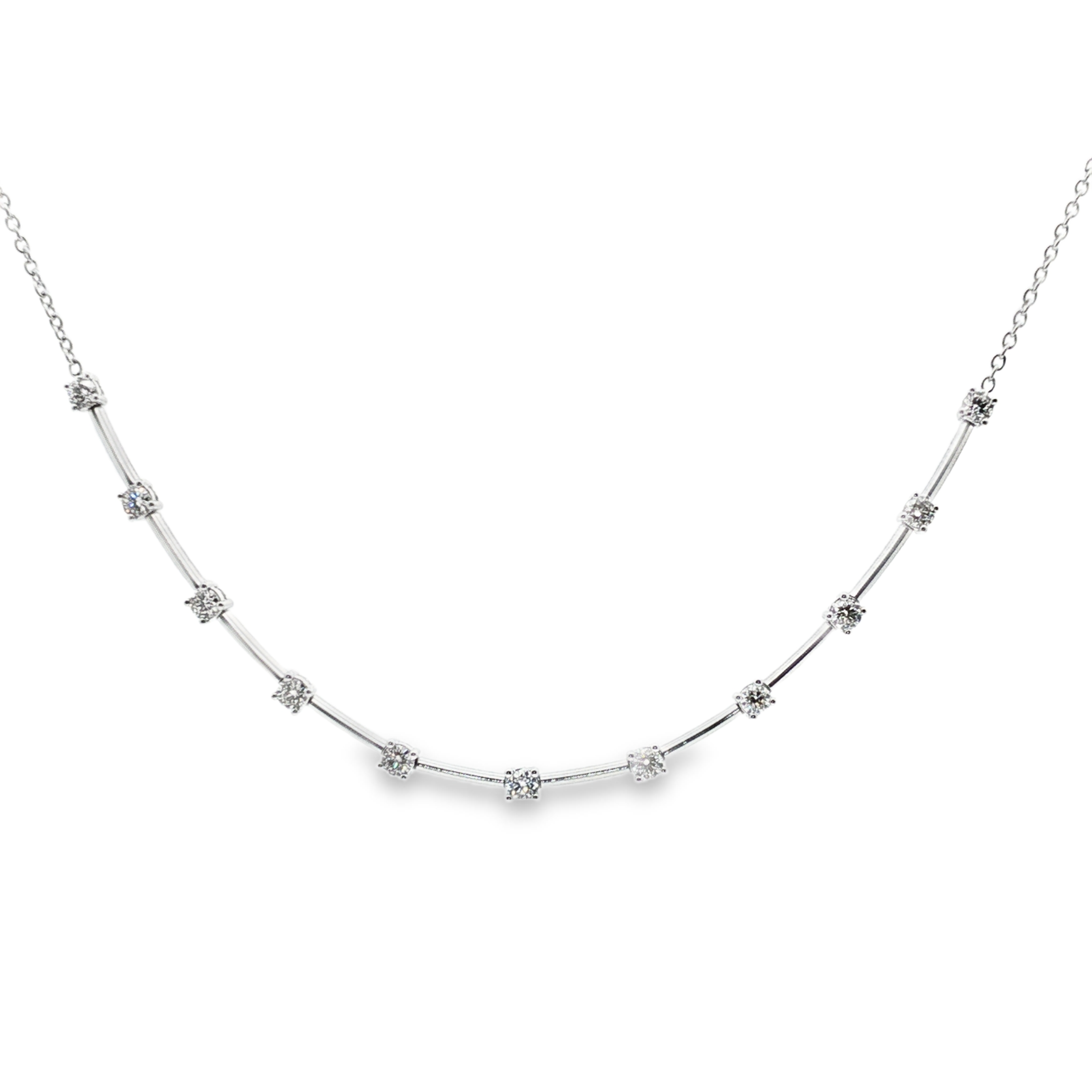 Penny Preville 18K White Gold Luna Diamond Bar Necklace