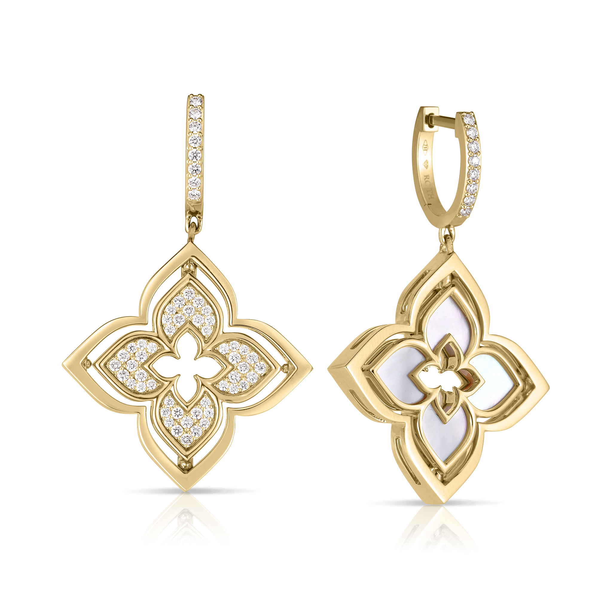 Roberto Coin 18K Yellow Gold Venetian Princess Mother of Pearl and Diamond Drop Earrings