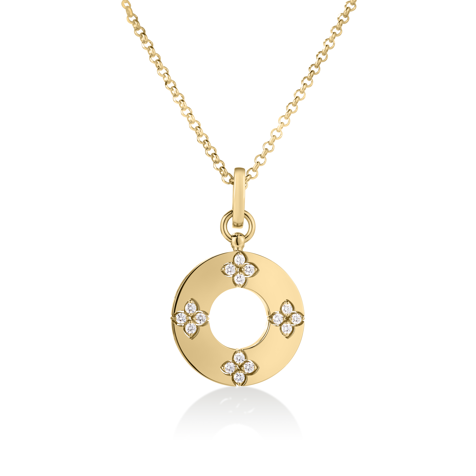 Roberto Coin 18K Yellow Gold Love in Verona Diamond Flower Circle Necklace