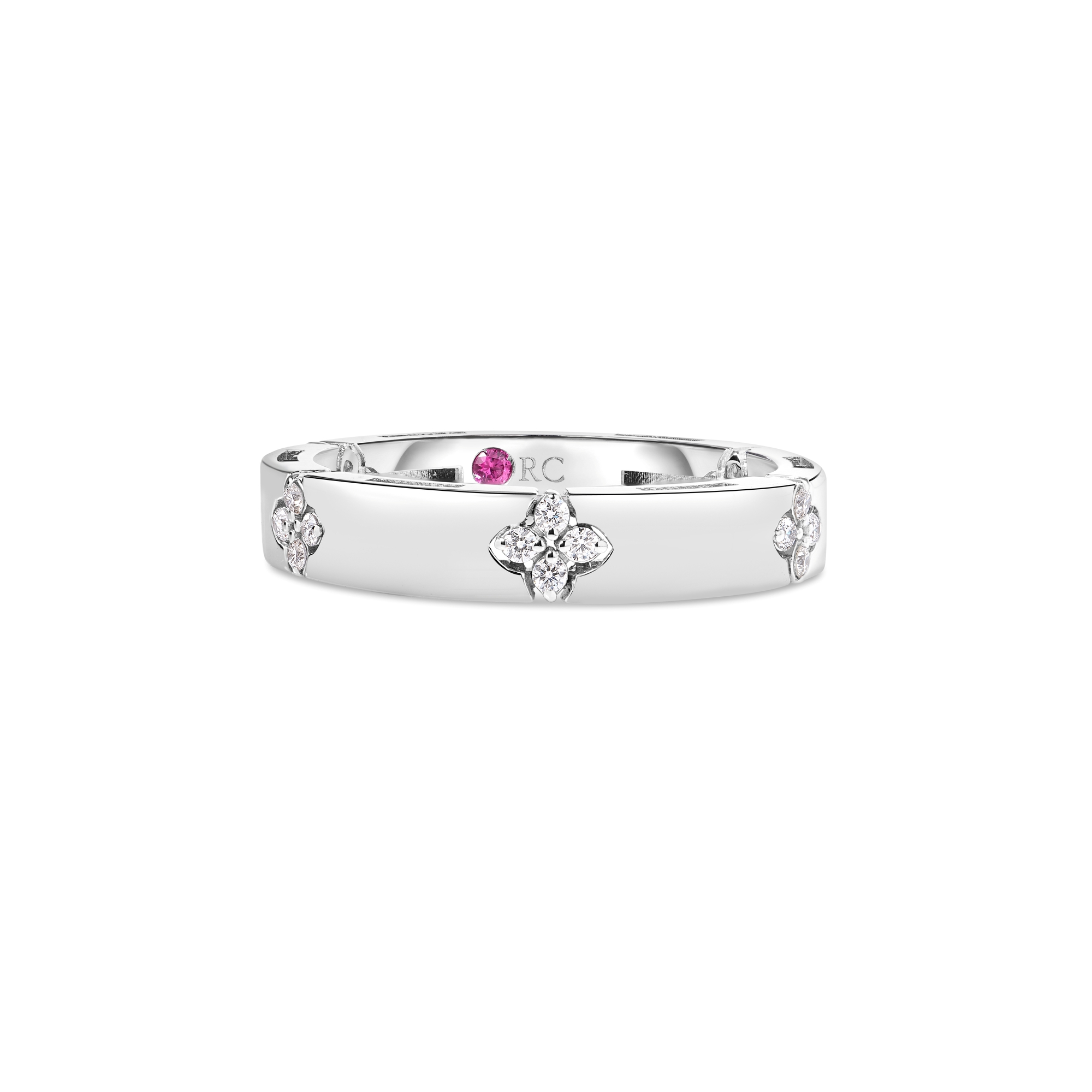 Roberto Coin 18K White Gold Love in Verona Narrow Diamond Accent Ring