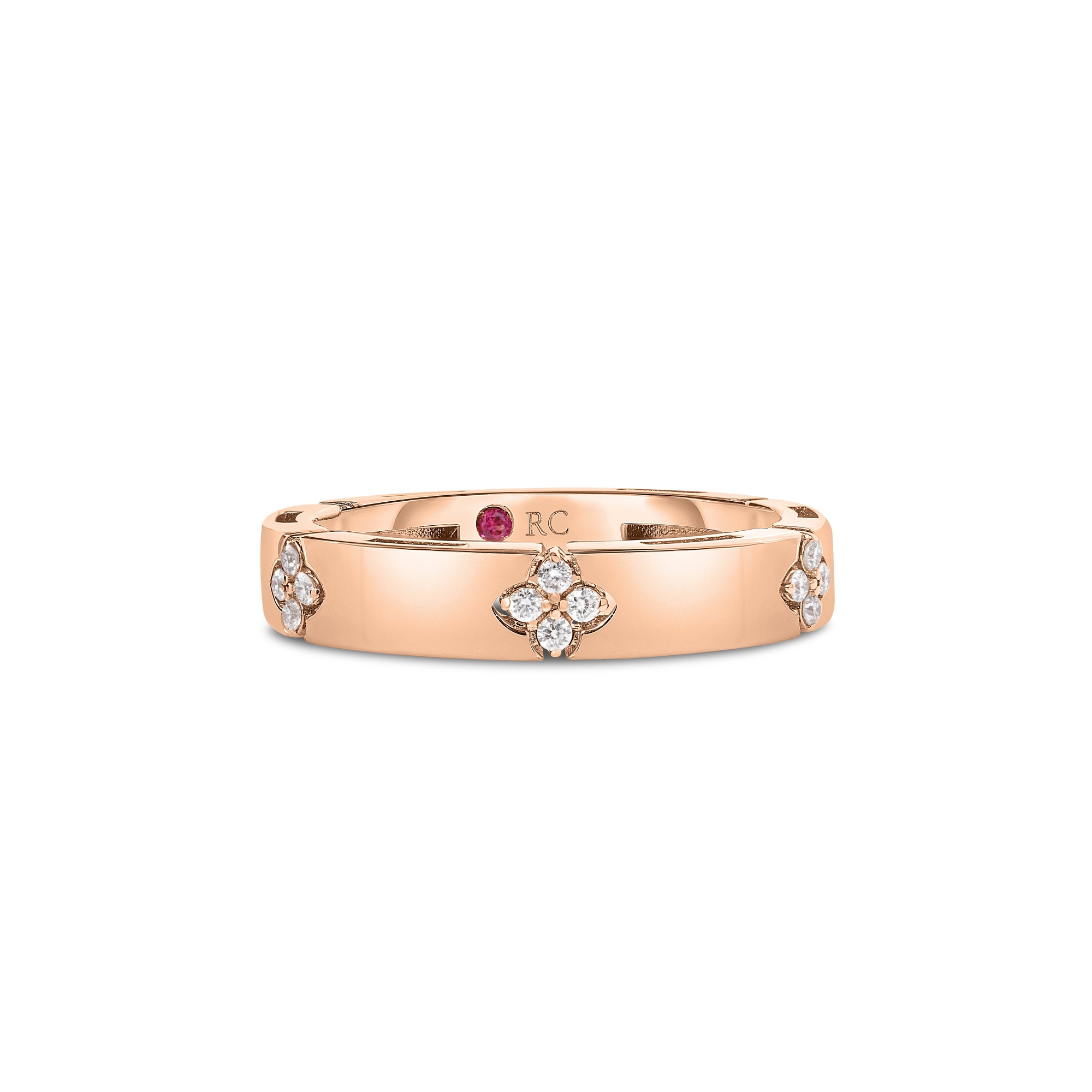 Roberto Coin 18K Rose Gold Love in Verona Narrow Diamond Accent Ring