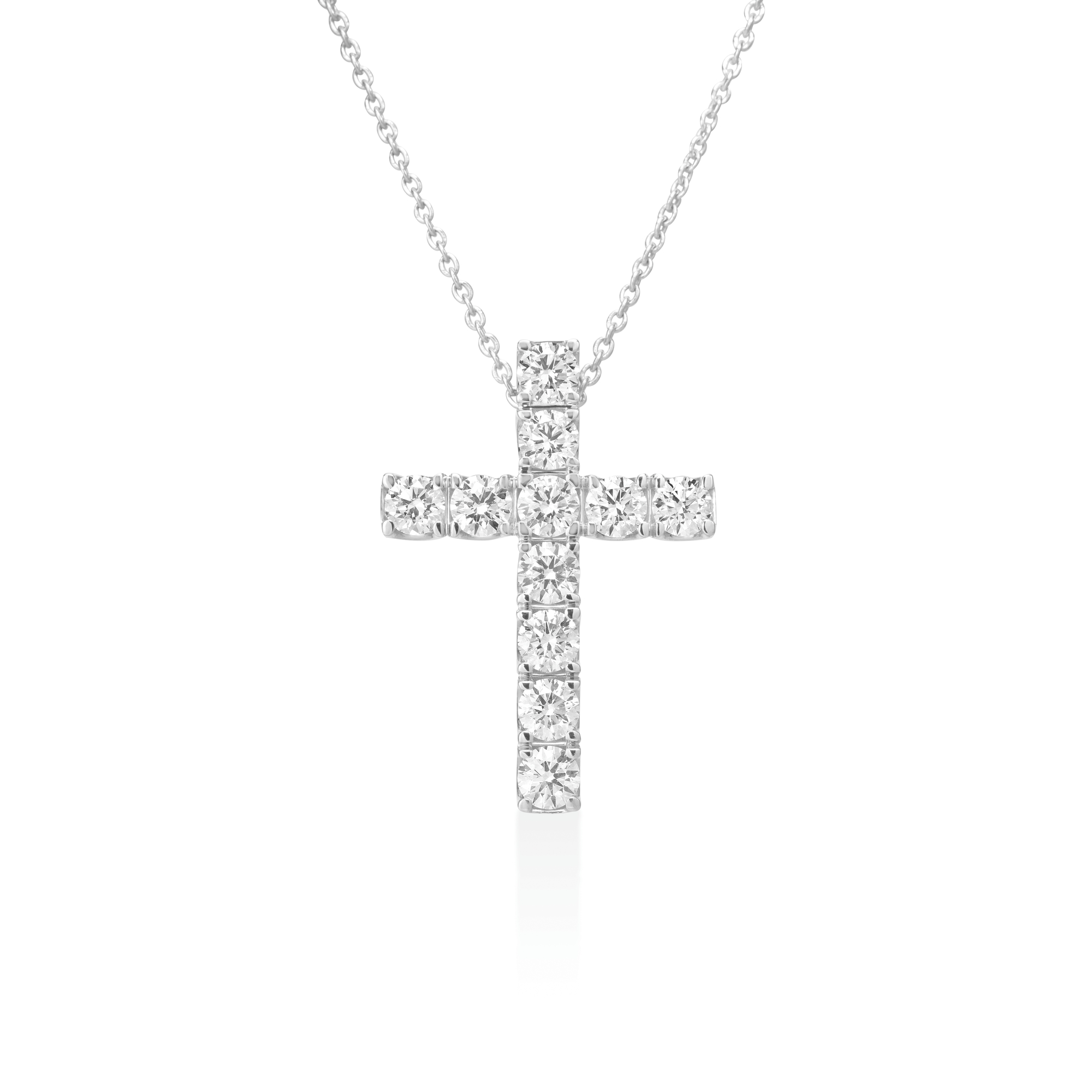 Roberto Coin 18K White Gold Classic Diamond Eternity Cross Necklace - 999120AWCH330