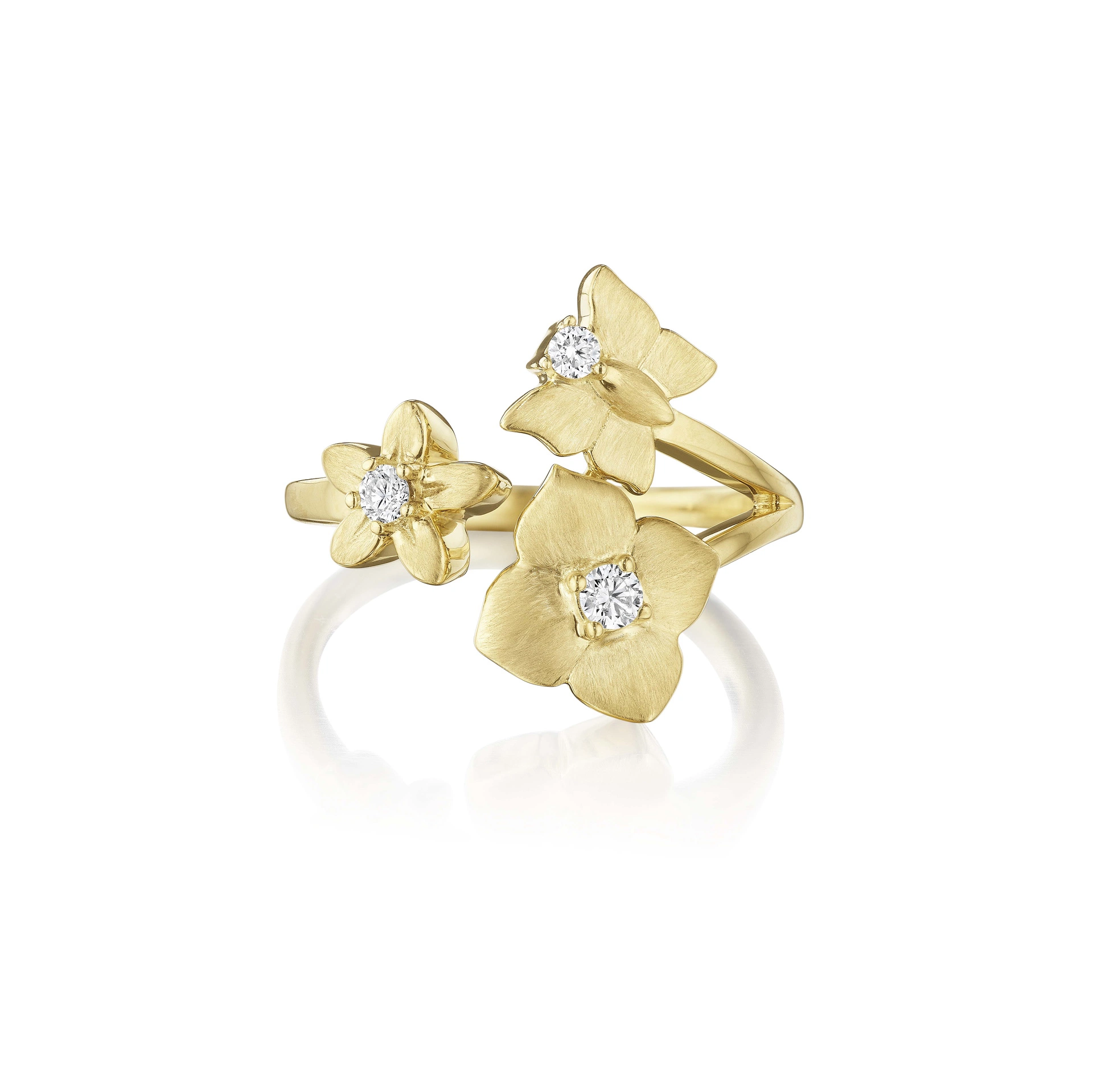 Penny Preville 18K Yellow Gold Petite Penny Diamond Enchanted Garden Wrap Ring