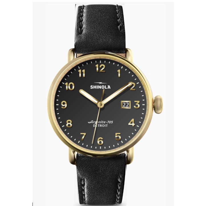 SHINOLA CANFIELD 38MM BLACK DIAL BLACK STRAP - 3960