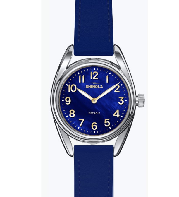 SS SHINOLA DERBY 30MM BLUE SAPPHIRE COLOR MOP DIAL STRAP - 3961