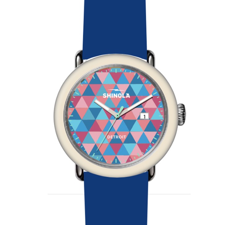 SS SHINOLA DETROLA 41MM MULTI COLOR THEORY DIAL BLUE STRAP - 3962