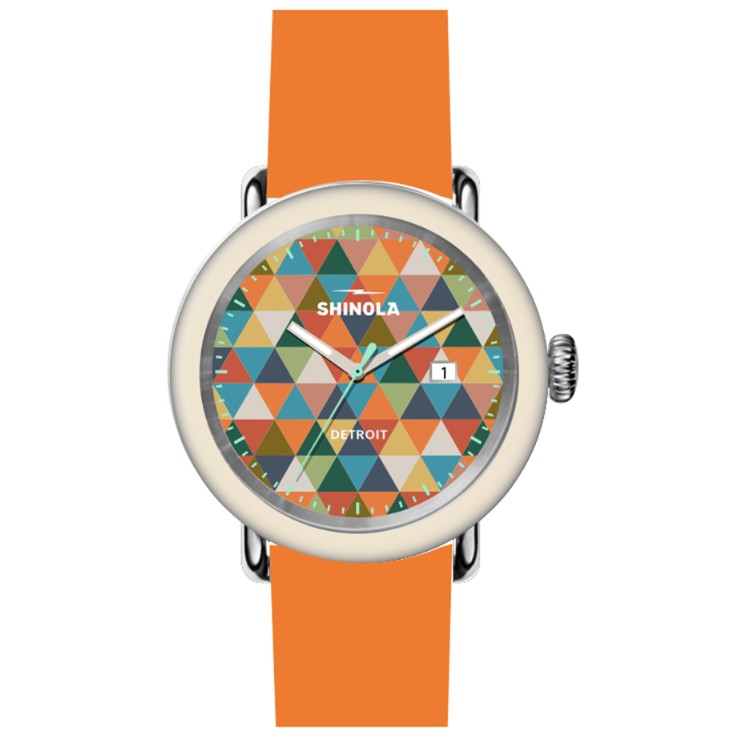 SS SHINOLA DETROLA 41MM MULTI COLOR THEORY DIAL ORANGE STRAP - 3963