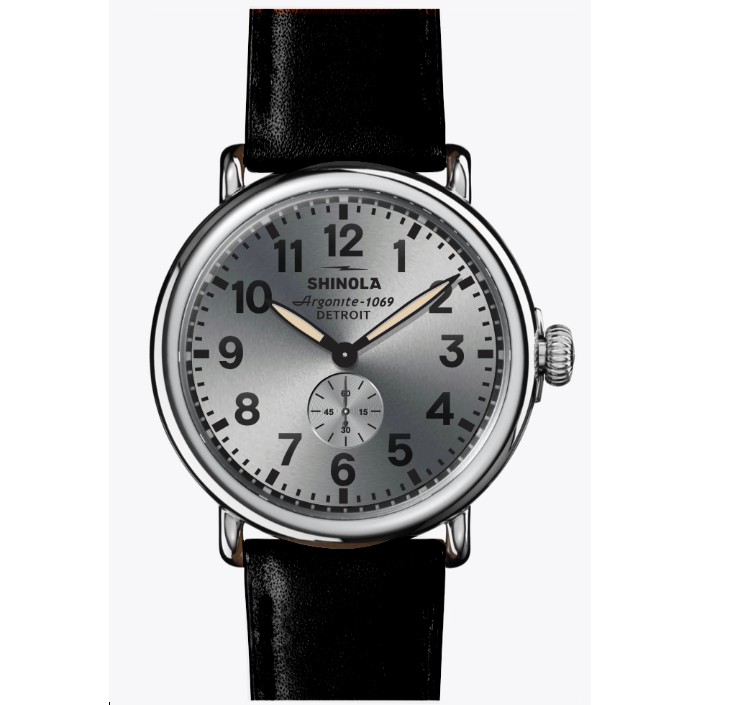 SHINOLA RUNWELL 47MM COOL GRAY DIAL BLACK STRAP - 3966