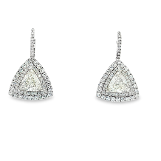 Henri Daussi 18K White Gold Diamond Drop Earrings - FCDD5O