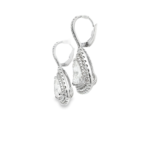 Henri Daussi 18K White Gold Diamond Drop Earrings