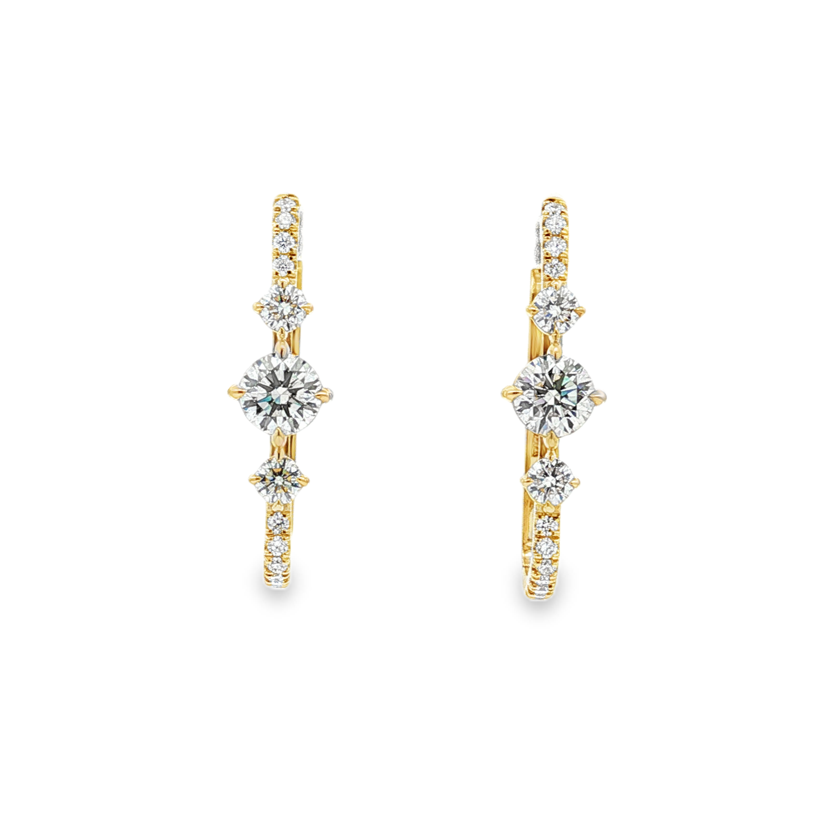 14K Yellow Gold Diamond Starlight Hoop Earrings