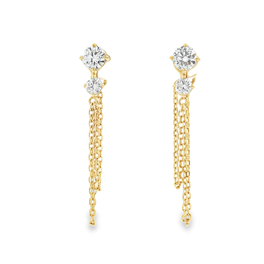 14K Yellow Gold Diamond Chain Earrings