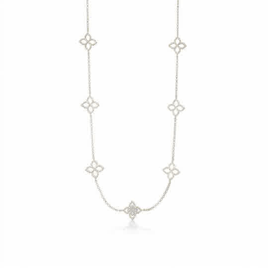 Roberto Coin 18K White Gold Princess Flower Necklace